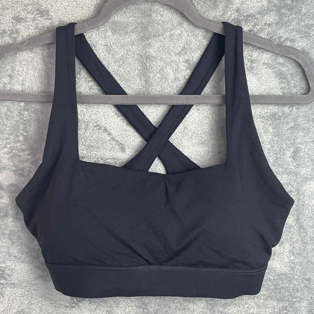 Vuori Sports Bra Large Black Cross Back Square Neck Gym Athletic Workout Yoga